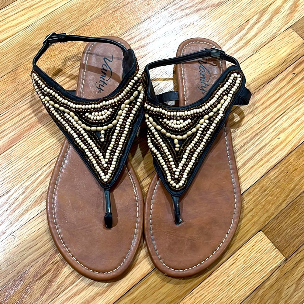 Vanity brown beaded sandals